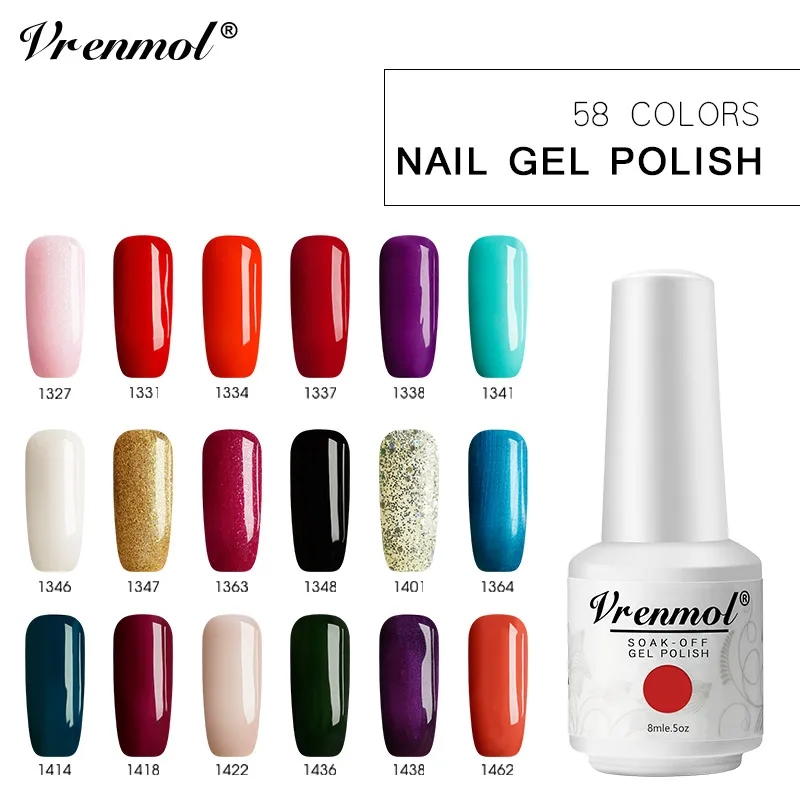 Vrenmol 58 colores esmalte de uñas francés consejos UV Gel laca azúcar barniz híbrido LED manicura lámpara Gel necesidad base superior de abrigo