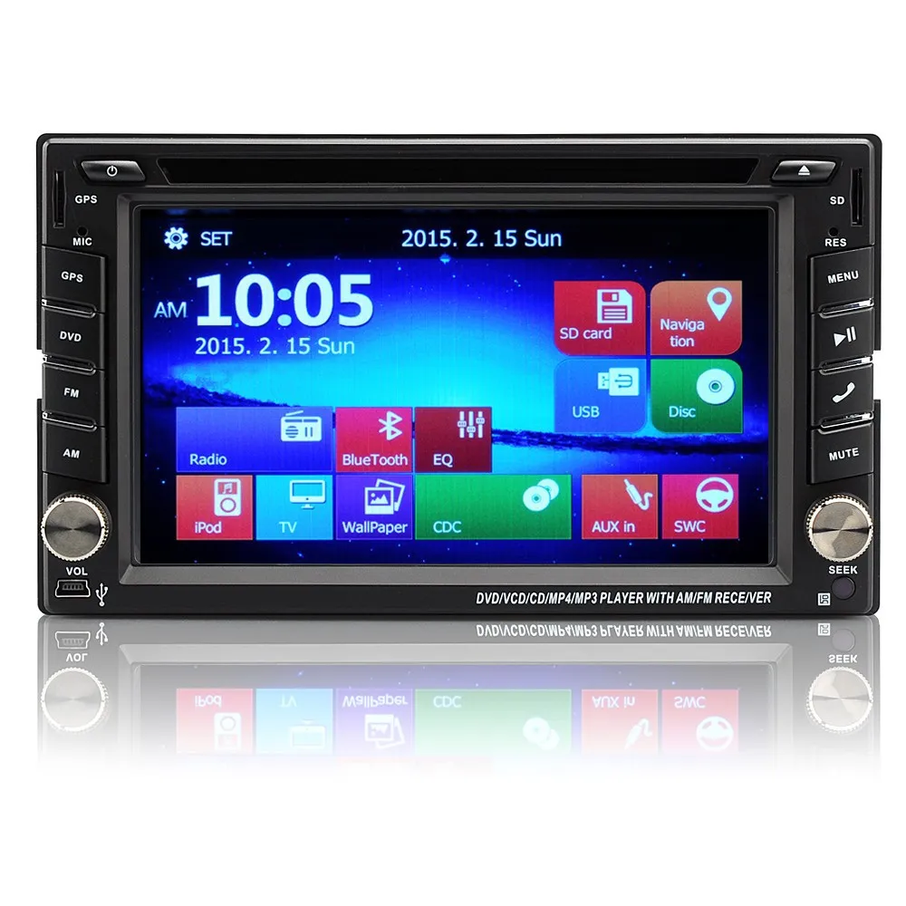 Flash Deal 2 DIN 6.2 Inch Universal Car DVD Player - Windows CE 6.0 OS, 800x480 Resolution, GPS, iPod/iPhone Support, RDS, Bluetooth 0