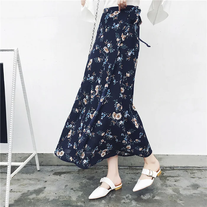 25 цветов 2019 богемная Высокая талия цветочный принт летние юбки женские s Boho Асимметричная шифоновая юбка макси длинные юбки для женщин