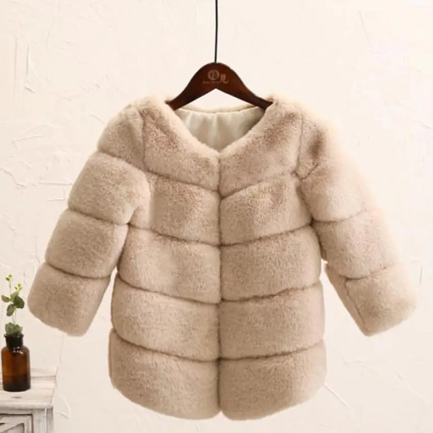 

Children Faux Fur Coat Baby Boy Girl Imitation Fur Spliced Outerwear Winter Thicker Warm Jacket Modis Kids Clothes Overcoat Y15