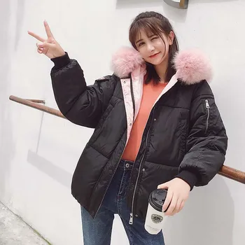 

Brieuces winter jacket women Large fur collar down wadded jacket female cotton-padded jackets thickening women winter coat