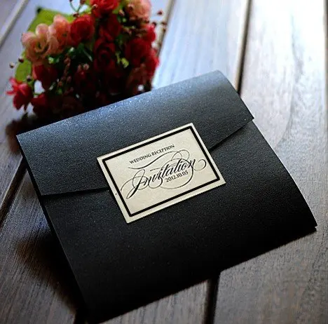 Black Pocket Custom Wedding Invitations With Rsvp Cards Birthday Black Pocket Custom Wedding Invitations With Rsvp Cards Birthday Party Birdal Shower Marriage And Gradustion Greeting