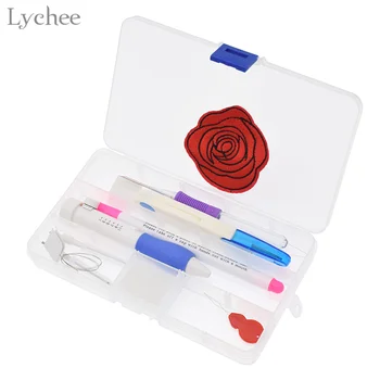 

Lychee Life Plastic DIY Magic Embroidery Pen Set Clothing Needle Sewing Accessories With Scissor Rose Patch Erasable Marker Pen