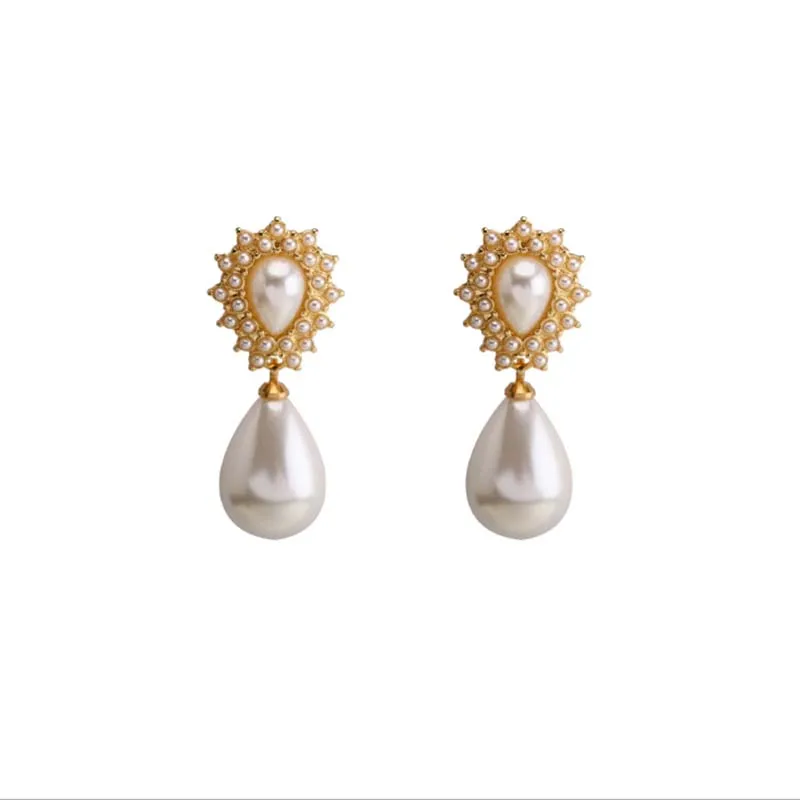 

High Quality Trendy WaterDrop Imitation Pearl Clip On Earrings For Female Elegant Non Pierced Fashion Statement Clip Ear Jewelry