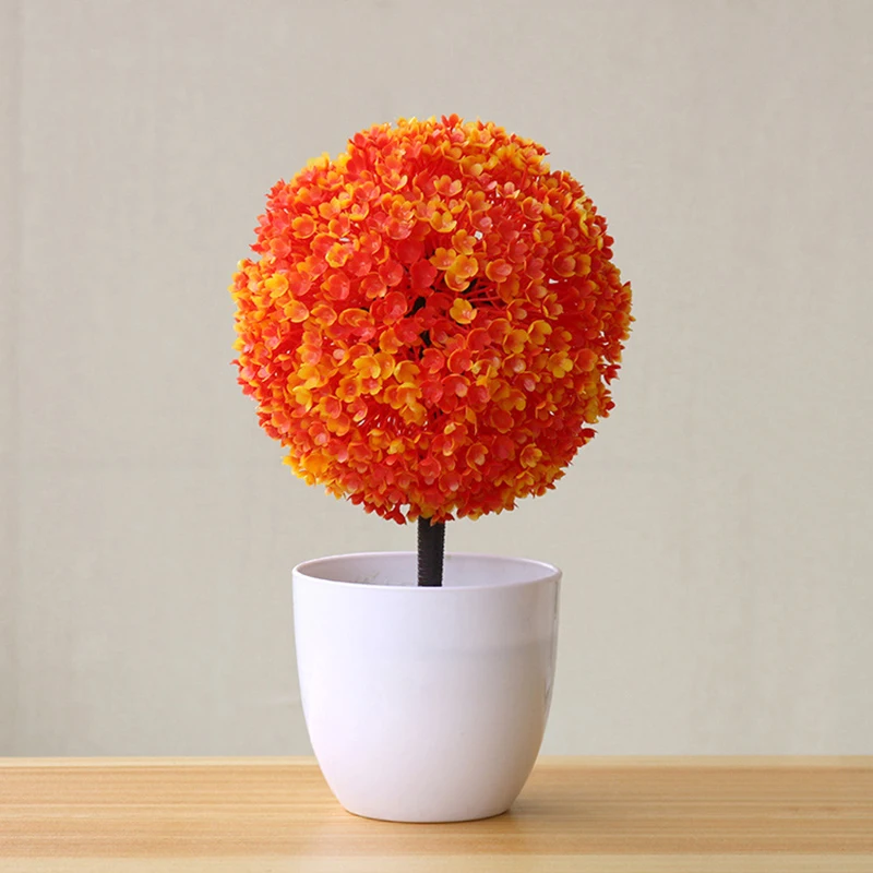 Flone Artificial Plants Fake Potted Plastic Plant Wedding Living Room Home Decoation Pot Home Life Artwork Desktop Decoration (8-1)