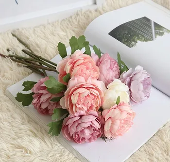 

Single Artificial Silk Pandora Rose Flowers Artificial Fake Small Rose Flowers Short Branch for Office Store Decoration
