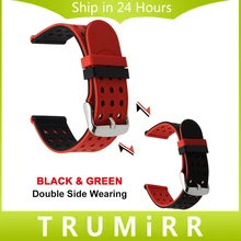 Caoutchouc Bracelet En Silicone Double Face Portant Sangle 21mm 22mm 23mm 24mm Universel Montre Bande Poignet Ceinture Bracelet Noir Bleu Rouge