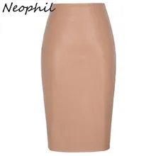 Neophil, сексуальные женские юбки-карандаш средней длины из искусственной кожи с искусственным мехом, черные женские офисные юбки с высокой талией, стрейч, Jupe Femme Saia S1102