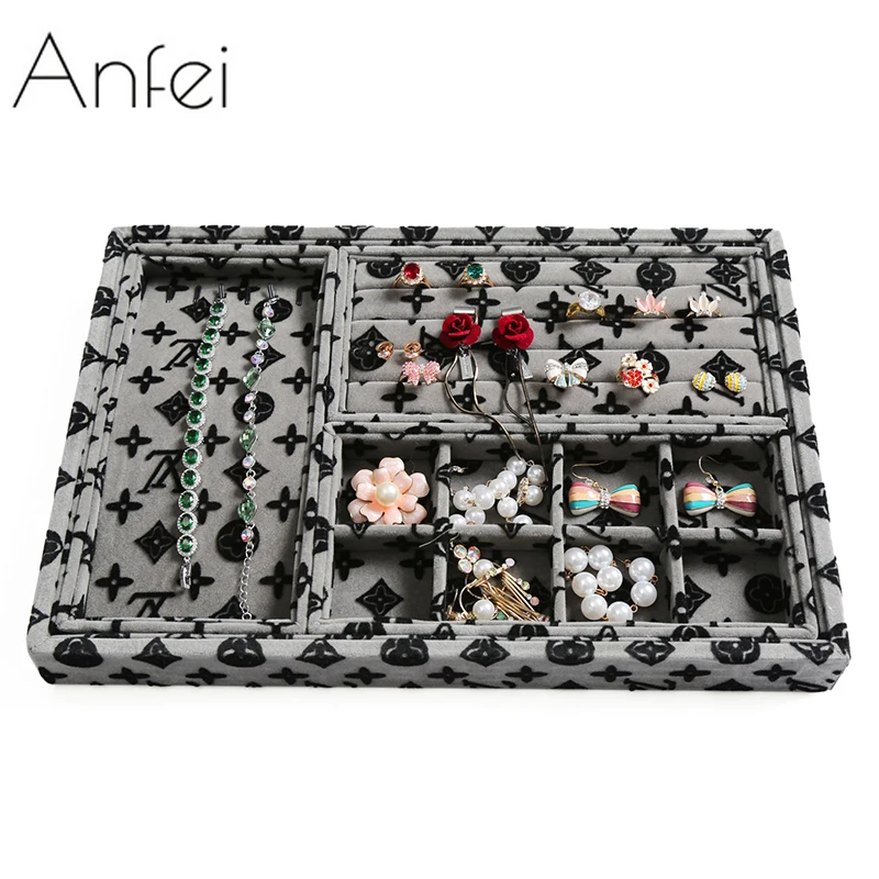 

New Brown Mixed Jewelry Display Tray Jewelry Show Case Earrings/Rings/Necklace/Pendant Stand Holder Box jewelry Storage Box