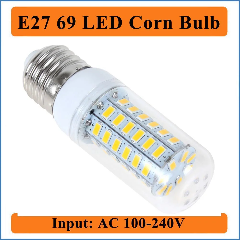 

E27 69 LEDs Corn Bulbs Light Input AC100-240V 69 Led Bulb Lamp Corn Lights Chandelier for home