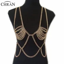 Chran New Fashion Hot Sexy Beach Chain Wear Necklace&Pendant Jewelry Gold Silver Multi layer Chain Bra Necklaces For Women BY345