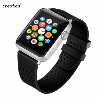 

CRESTED silicone Sport band For apple watch 4 44mm 40mm strap correa iwatch series 3 2 1 42mm/38mm wrist bracelet rubber belt