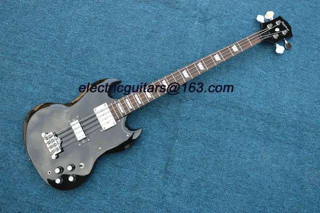 Cheap New! Retro, mahogany body black electric SG bass guitar free shipping