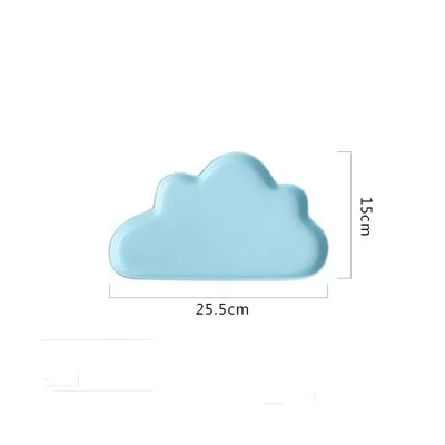 Керамическая тарелка соусник в скандинавском облаке с дизайном дождя для детей, фарфоровая Кондитерская тарелка для закусок, тарелка для детского торта, набор посуды - Цвет: Blue Cloud Dish L