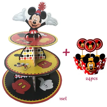 

Mickey Mouse Cupcake Stand 24pcs Cupcake Wrapper Kids Birthday Party Supplies Baby Shower Party Favor Cupcake Decoration Set