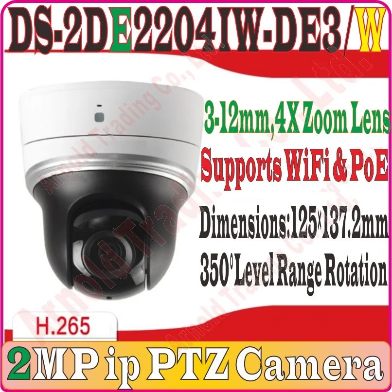 Китайский-прошивки ds-2de2204iw-de3/W 1080 P/2mp Мини PTZ IP Камера 3 мм-12 мм 4x зум с ИК 30 м Поддержка Wi-Fi/poe/Onvif/SD карты