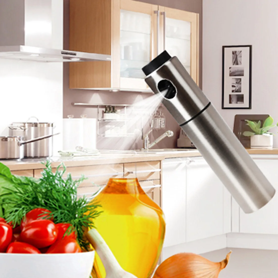 New Style Silver Stainless Steel Olive Pump Spraying Oil Bottle Sprayer