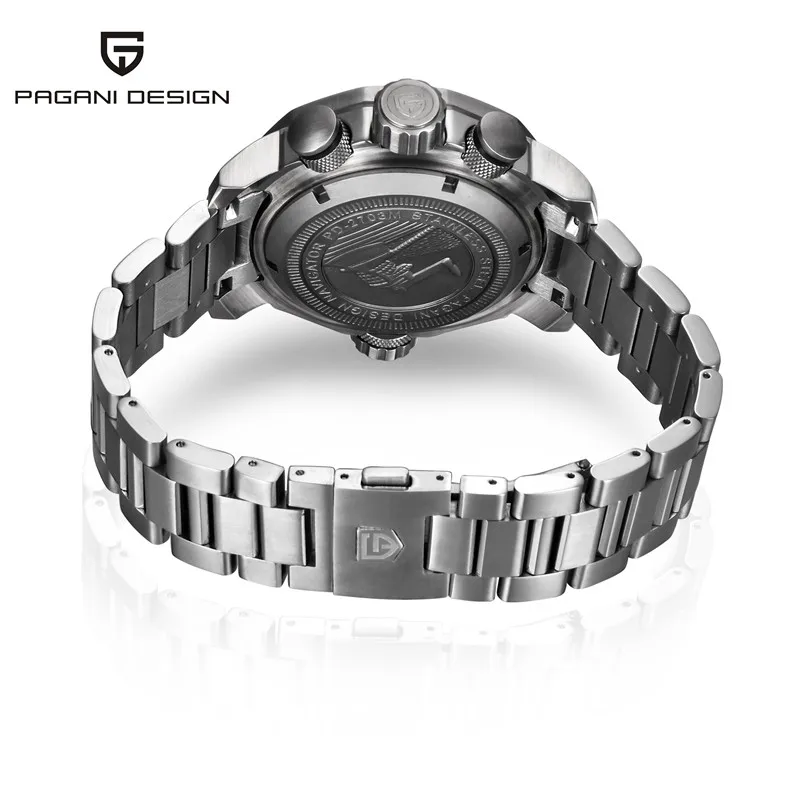 PAGANI Дизайн Лидирующий бренд Роскошные модные большие циферблаты Черный Нержавеющая сталь мужские часы водонепроницаемый функция кварцевые наручные часы для мужчин