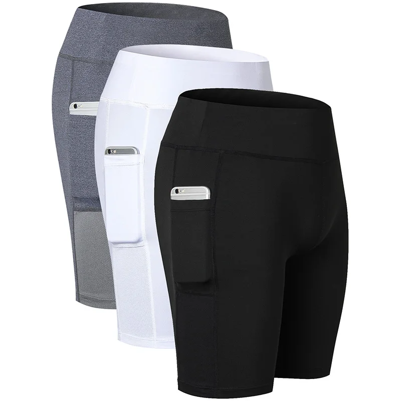 Местная США 3 шт. сексуальные карманные спортивные женские шорты Фитнес-плотно одежда для йоги спортивные брюки черные шорты для бега