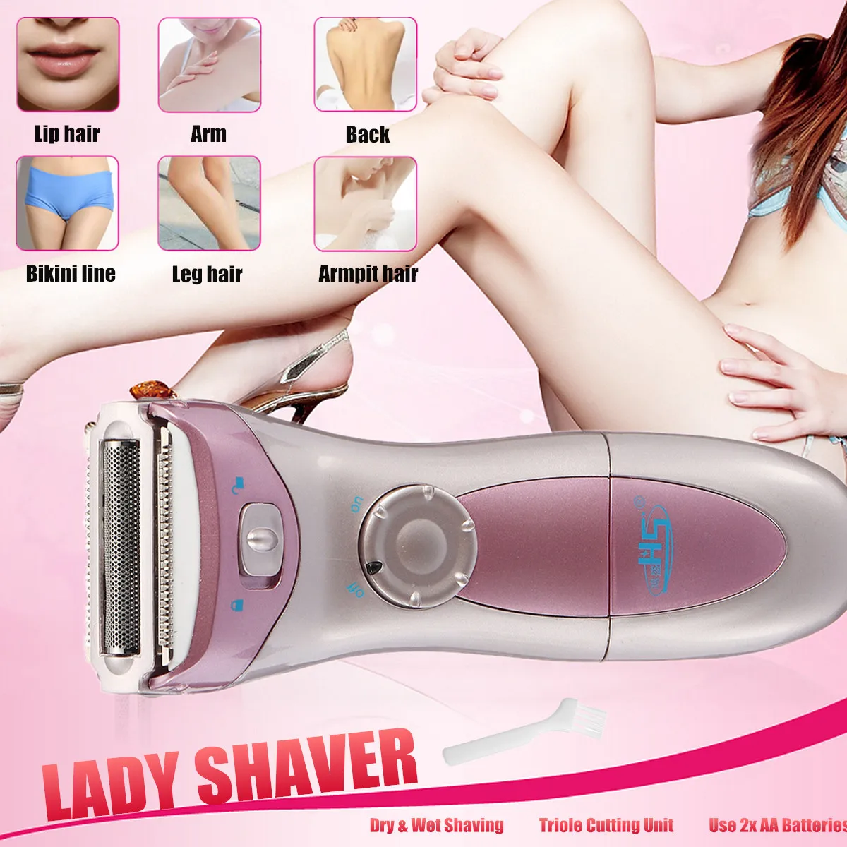 Lady Electric Wet Dry Cordless Shaver Women Trimmer Legs Bikini Hair Remover Epilator
