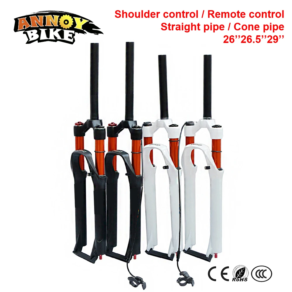 

26/27.5/29 inch front fork double pressure shock absorb-er magnesium alloy shoulder control line control gas fork conical