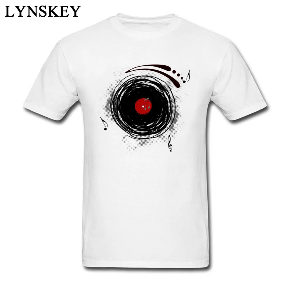 Faddish Male T-shirts Crew Neck Summer/Fall Short Sleeve 100% Cotton Tops Shirt Casual Group Clothing Shirt Top Quality Vinyl Records Retro Grunge DJ Art white