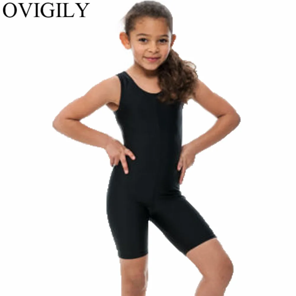 Niñas Leotardo Gimnasia Baile Fiesta Top Elástico Mangas de lycra 3-14 año completo