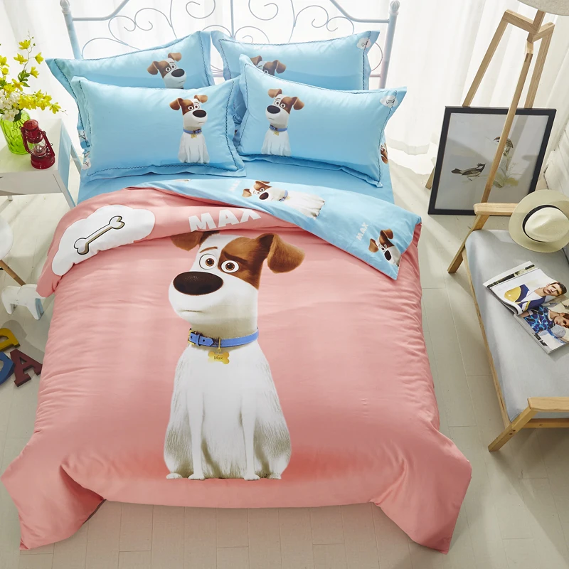 

Husky Dog Cartoon Style Queen King Size 4Pcs Duvet Cover Sets Bedding Set 100% sanding cotton Bedlinens Flat Sheet Sets