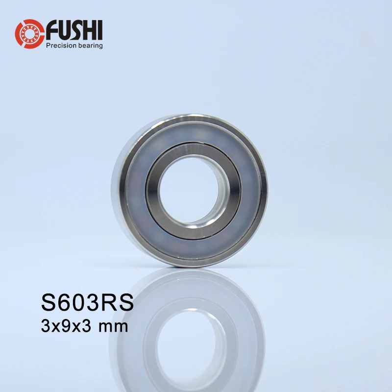 S603RS подшипник 3*9*3 мм(1 шт.) ABEC-1 316L S603-2RS из нержавеющей стали Глубокие шаровые подшипники S603 RS