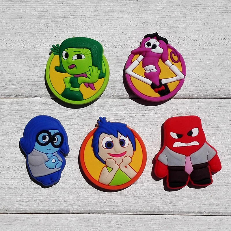 

50pcs Inside Out Cartoon PVC Shoe Buckles Shoe Charms Fit Croc For Shoes&wristbands with Holes Furniture Accessories Kids Gifts