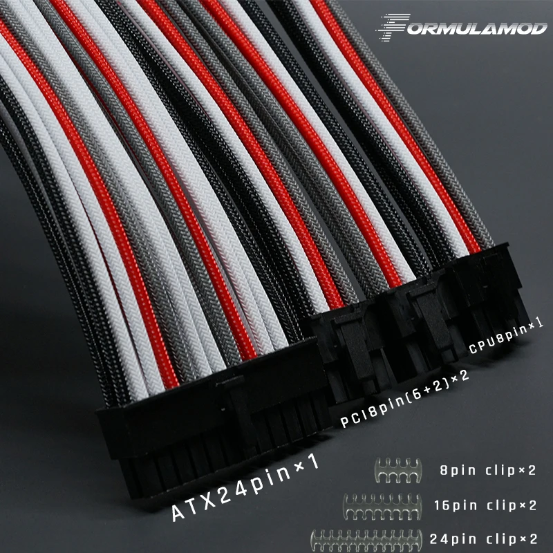 Najtaniej FormulaMod Fm CableKit 01, zestawy przedłużaczy 18AWG, w tym ATX 24Pin * 1 PCI E 8PIN * 2 CPU 8PIN * 1 zestaw grzebieni