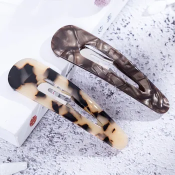 

Vintage Leopard Hair Barrettes Acetate Hair Clips for Women Girls Hairband Foil Sequins Hairpins French Design Accessories