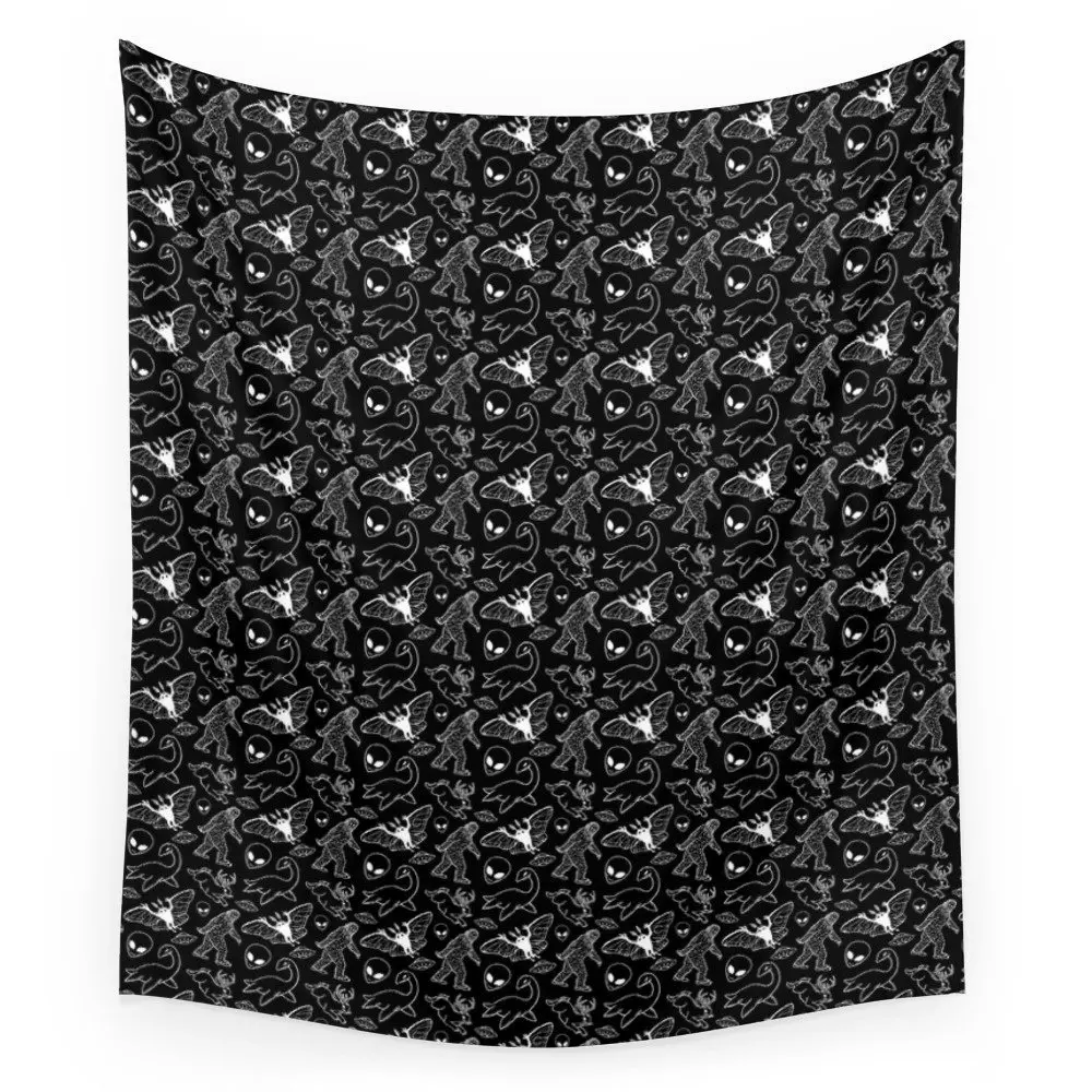 

Cryptid Pattern: White Lines Wall Tapestry Large: 88" x 104"