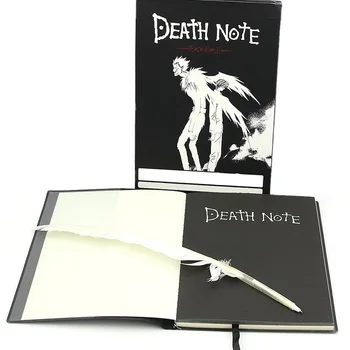 

2 Sets/Lots Death Note Action figure Death Note L 21*15cm Cosplay Notebook & Feather Pen Book Writing Journal death note book