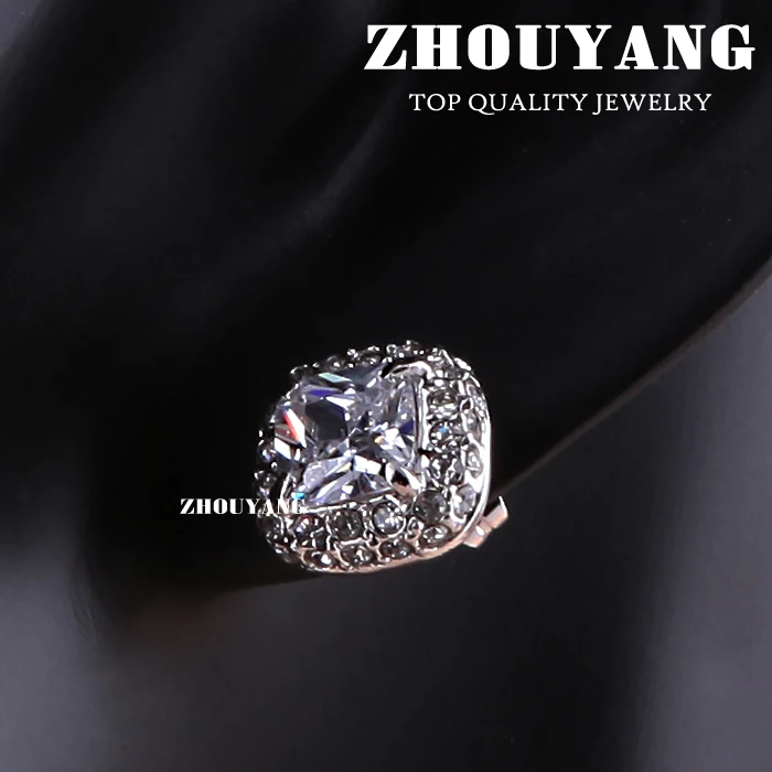 ZHOUYANG, высокое качество, ZYS009, серебряный цвет, элегантные свадебные украшения, ожерелье, серьги, набор, Сделано с австрийскими кристаллами