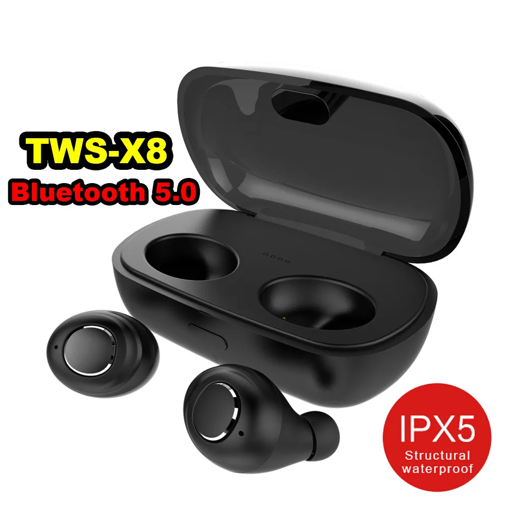 TWS 5.0 X8 Bluetooth In-Ear Wireless Mini Bluetooth Headset Waterproof Sports Smart Connection with Charging Box