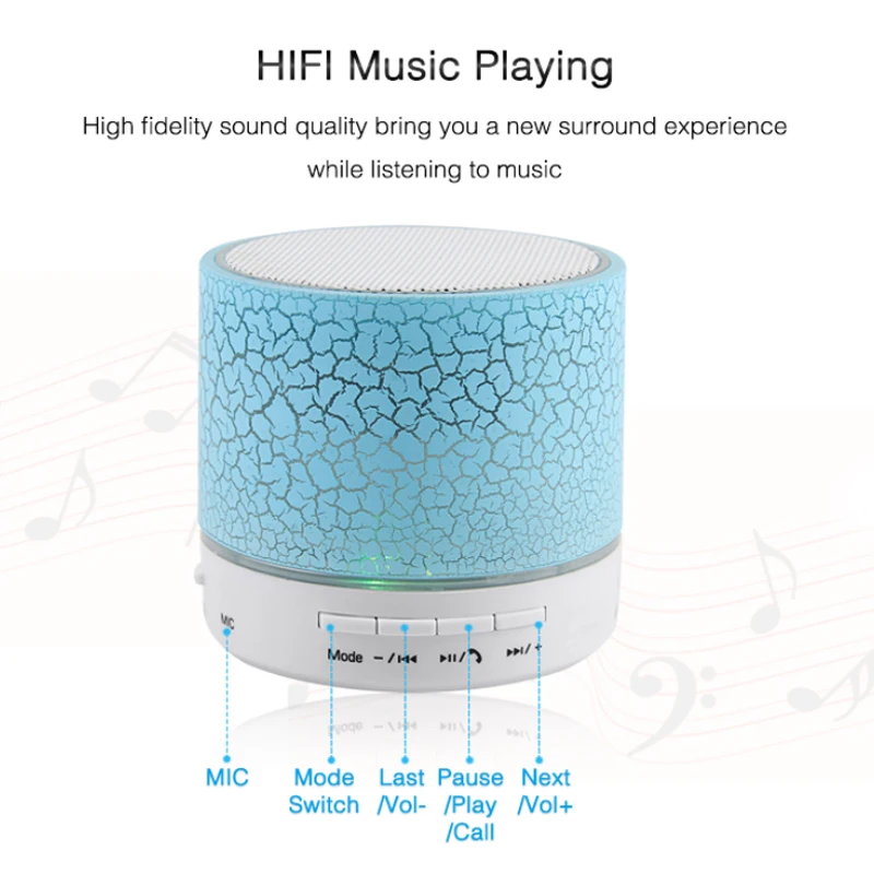 Беспроводной Bluetooth динамик HLTON со светодиодной подсветкой мини сабвуфер