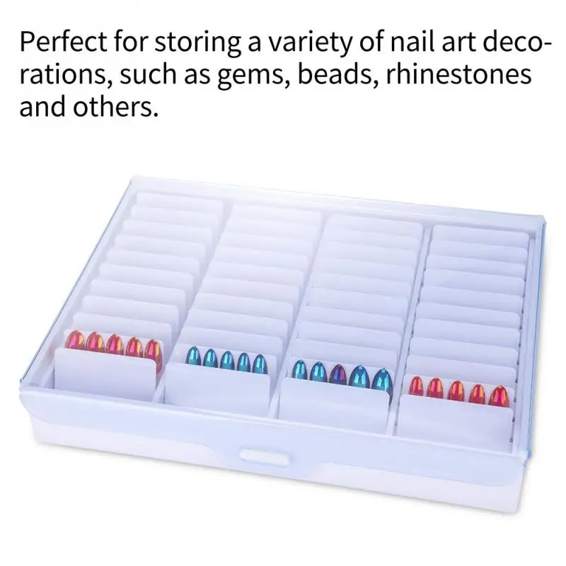 Коробка для хранения инструментов для маникюра, маникюра, дизайна ногтей, пустые, прозрачные, для украшения ногтей, стразы, драгоценный камень, бусины, контейнер, стразы, ложная коробка для ногтей