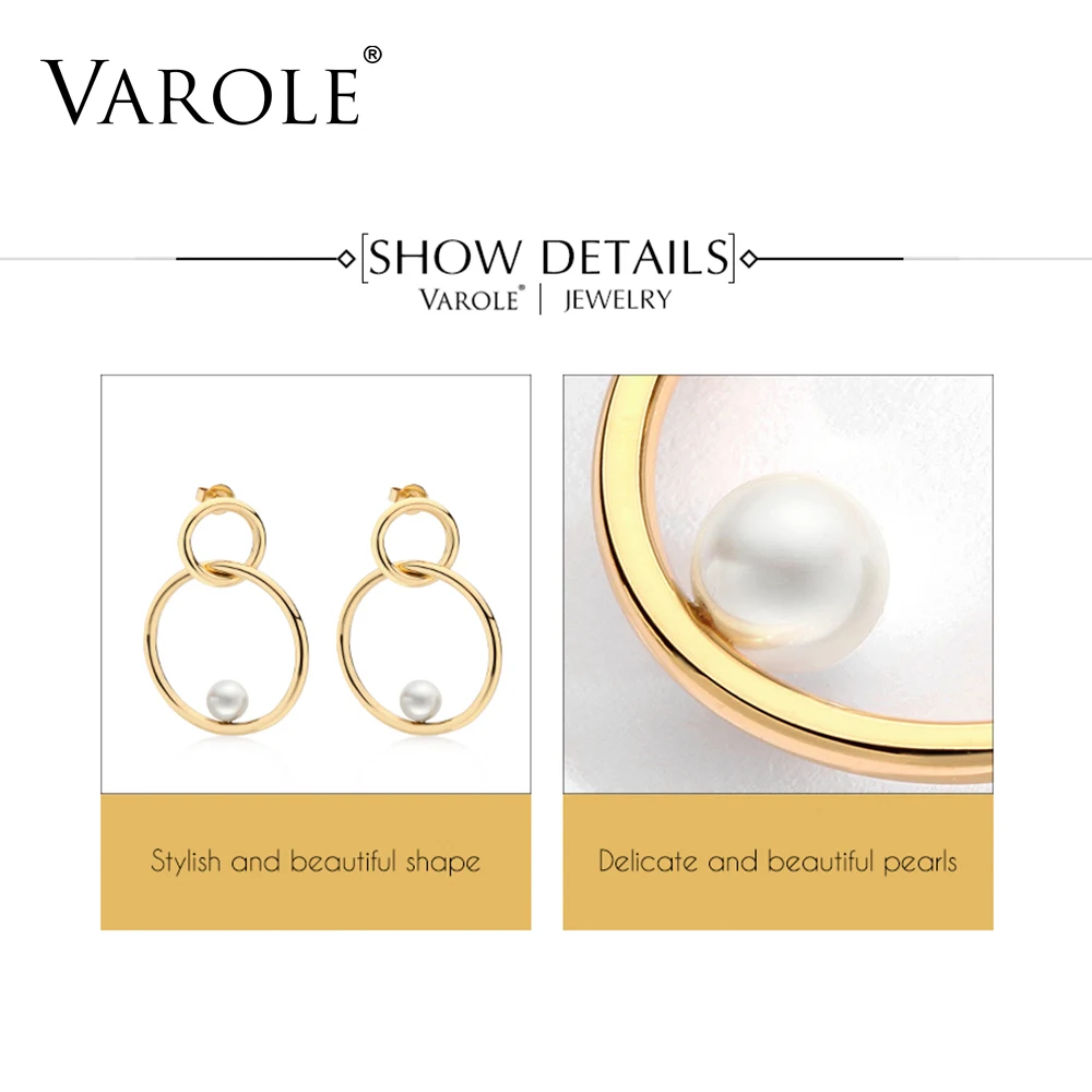 Varole Простой Золотой Серебристый, плакированный геометрический большие круглые серьги для женщин модные большие полые Висячие серьги ювелирные изделия