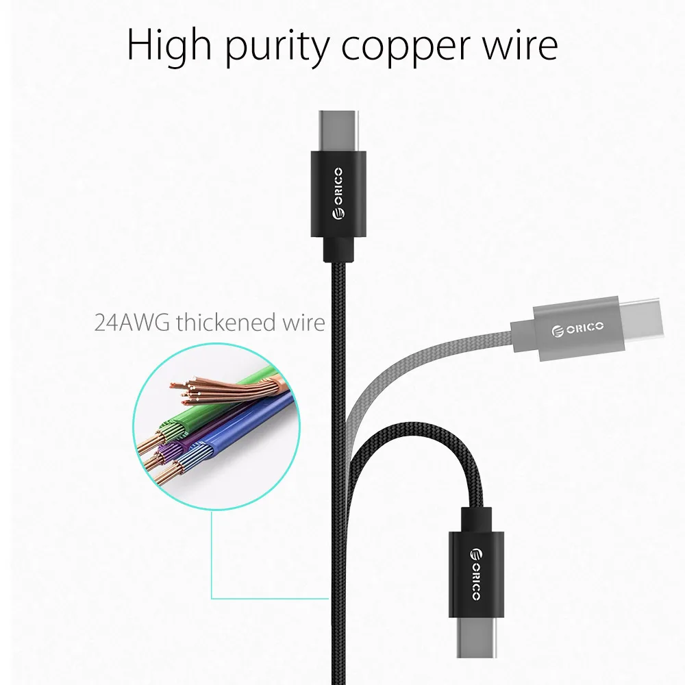 USB кабель ORICO для samsung S8 зарядный usb type C huawei Mate9 10 P9 Xiaomi мобильный телефон 3A C|cable for|cable