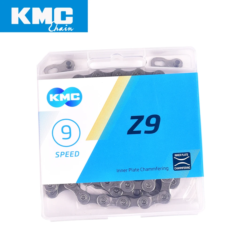 

KMC Z9 bicycle chain 9 speed 116 links with quick link ultralight 282g MTB mountain bike chain road 9 variable boxed gray