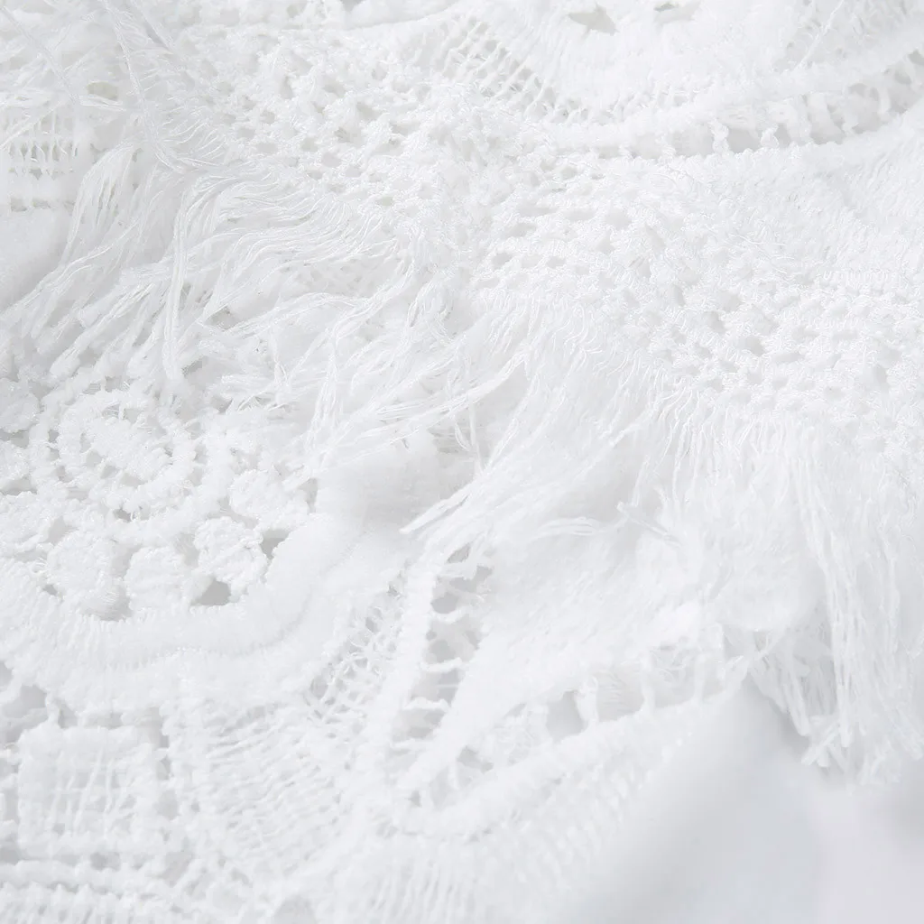 Best  Spring summer Basic Hollow Coat Lady's Lace Fringed Solid Embroidered Solid chaquetas mujer Oversiz