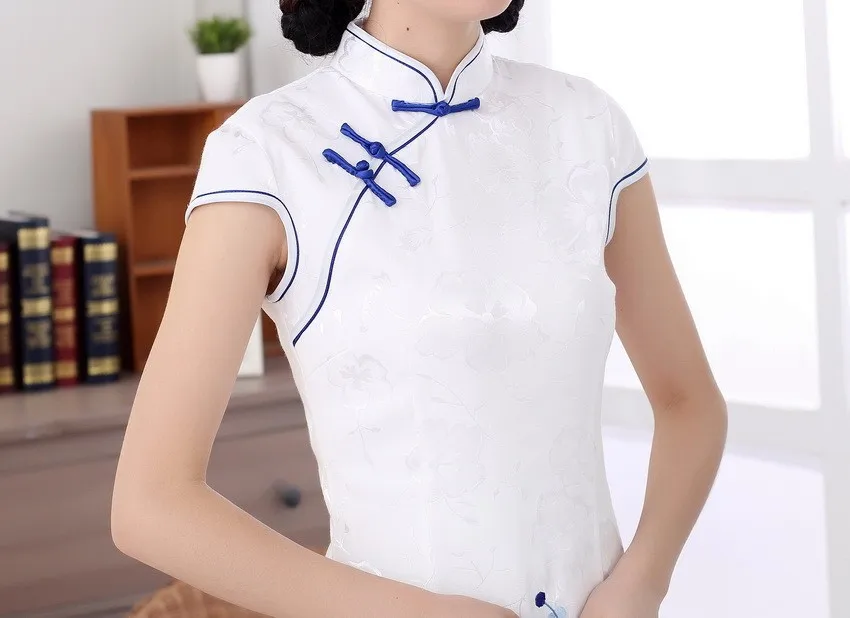 Шанхай история Топ-класс Длинные Цветочные Cheongsam Qipao платье Китайская традиционная одежда белый восточные платья для женщин