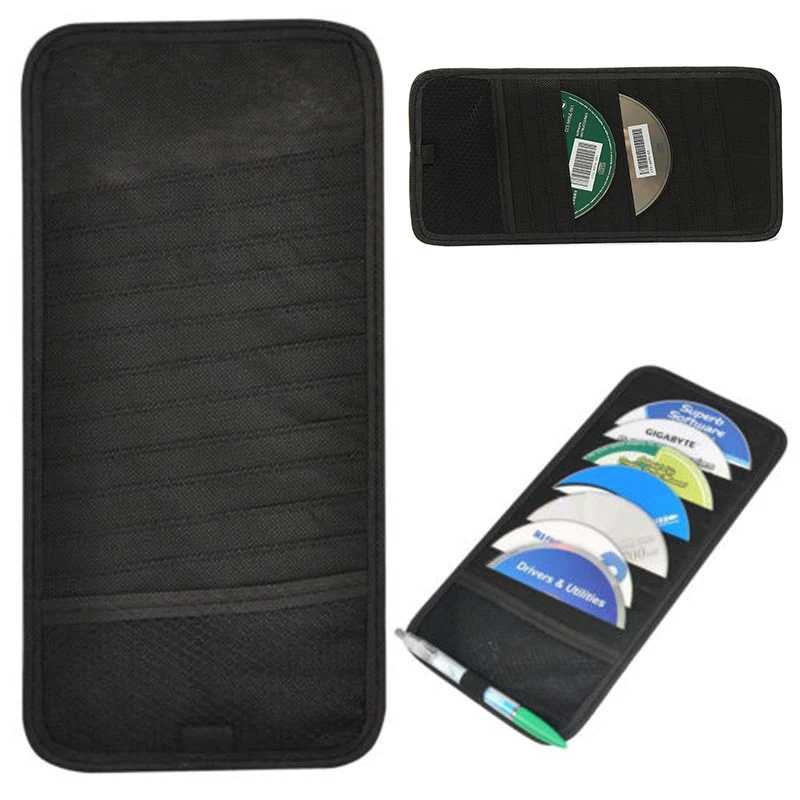 

New 1Pc Car Visor Storage CD/DVD Black Pocket Case Organizer Hold 12 Discs Auto