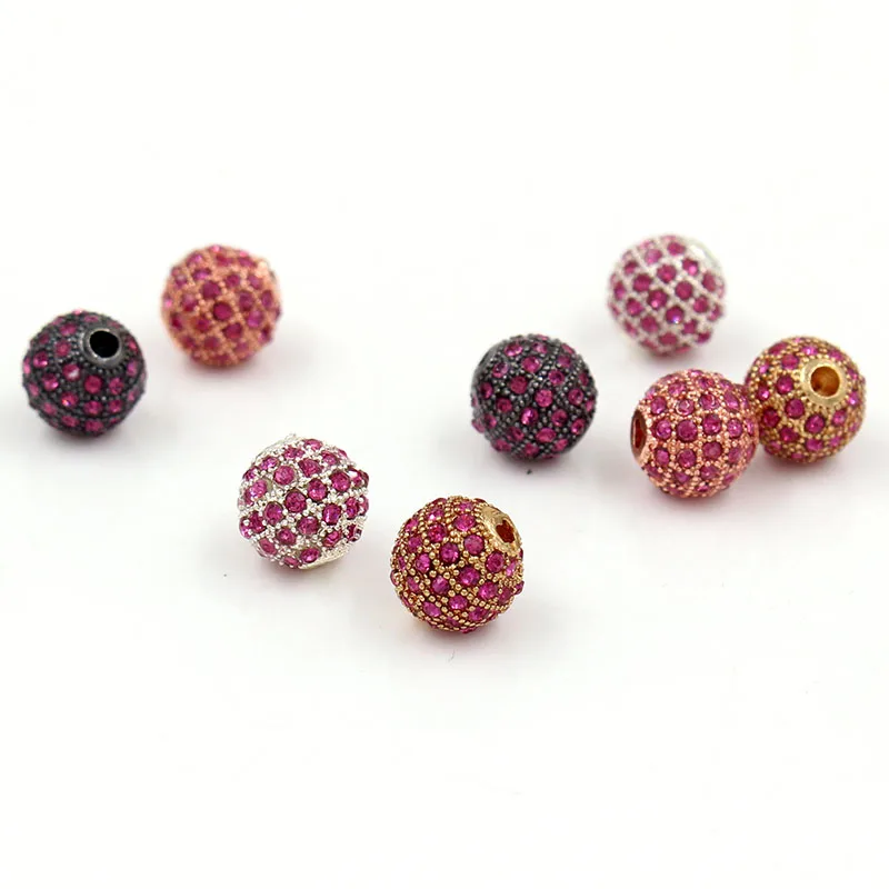5 шт./лот, 4 цвета, CZ Медные шарики, сделай сам, металлические микро-бусины с кубическим цирконием, бусины-разделители, браслет, ожерелье, браслет для мужчин