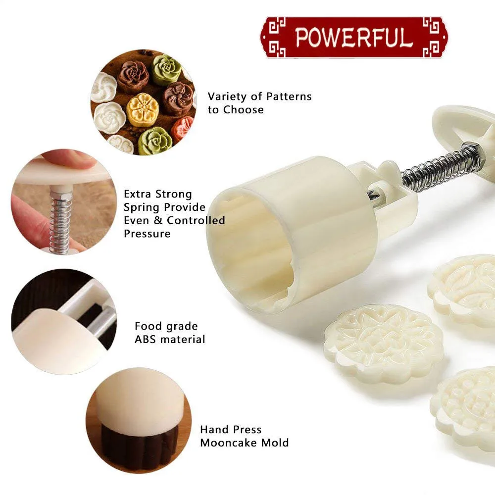 

Mooncake Mold Nonstick Flower Mid-autumn Festival Hand Press Moon Cake Cutter Molds Set Baking Tool Mould