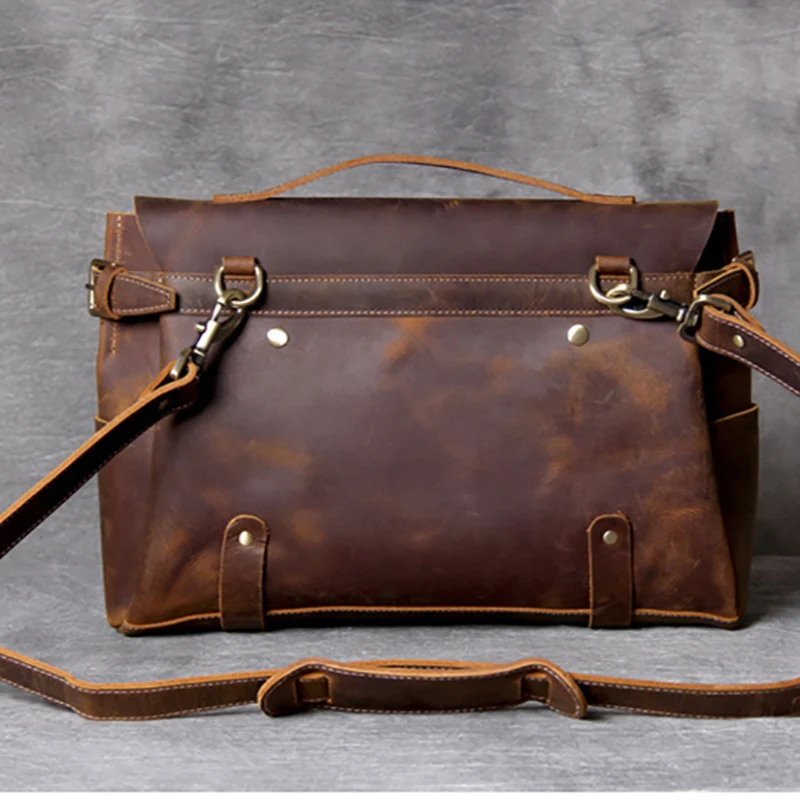 AETOO Classic Casual head cowhide Postman Pack men's shoulder crossbody bag vintage laptop bag