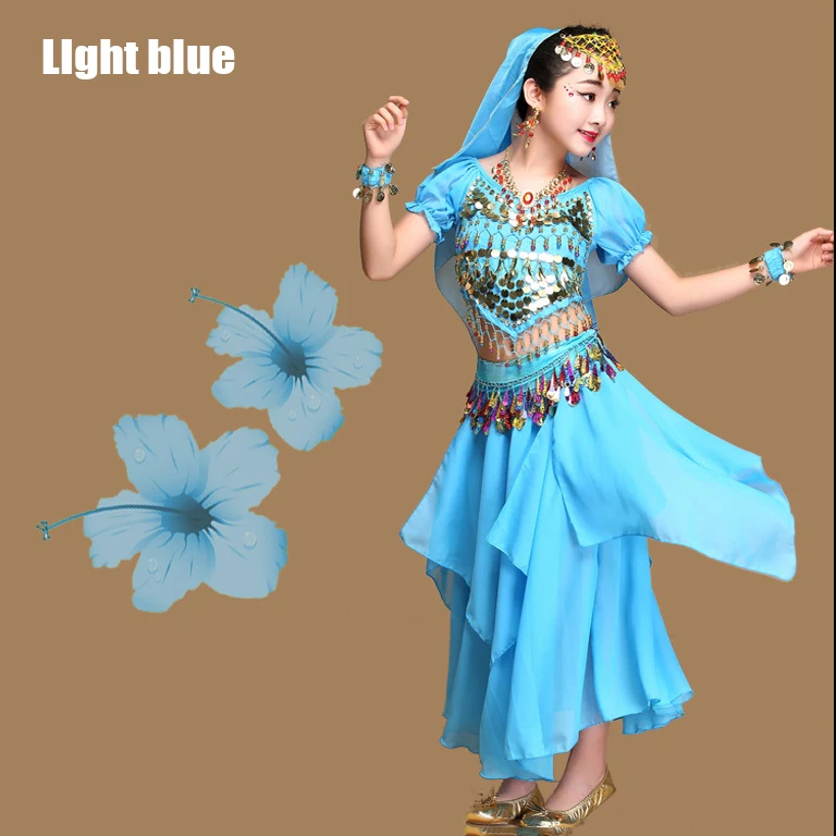 

New 5Set Kids Children Belly Dance Costumes Girls Indian Belly Dancing Bollywood Stage Performance Dancewear Clothing