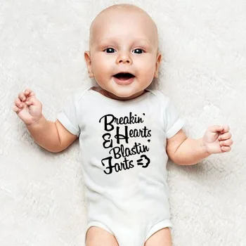 

Breakin Hearts Blastin Farts Lovely Printing Infant Jumpsuit New Baby Bodysuit Pure Short Sleeve Boys Girls Baby Cloth