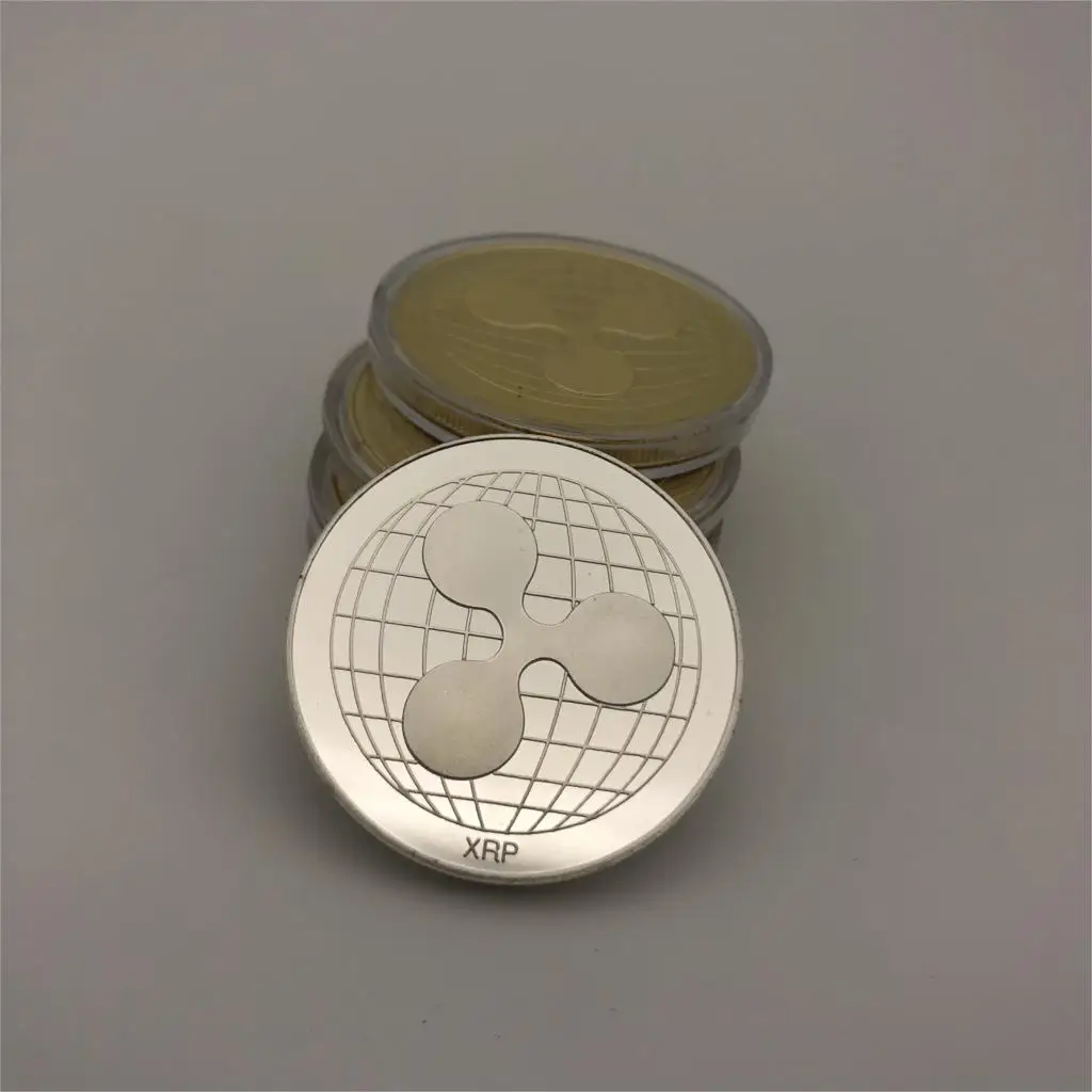 Cryptocurrency Ripple Coin bitcoin Commemorative Round XRP Ripple Crypto Currency Plated Coin Collectible Art Collection Mar20 - Цвет: silver